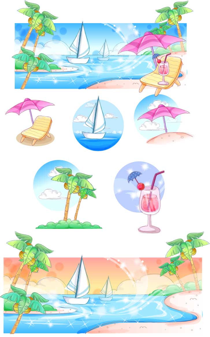 free vector Summer style handdrawn style vector series 3